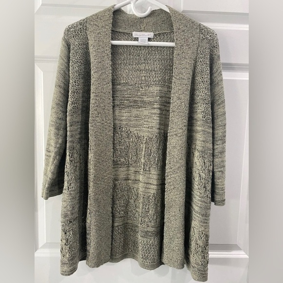 Keren Hart Loose Knit Cardigan Sweater Semi Sheer 3/4 Sleeve Women's Size S - Picture 3 of 7